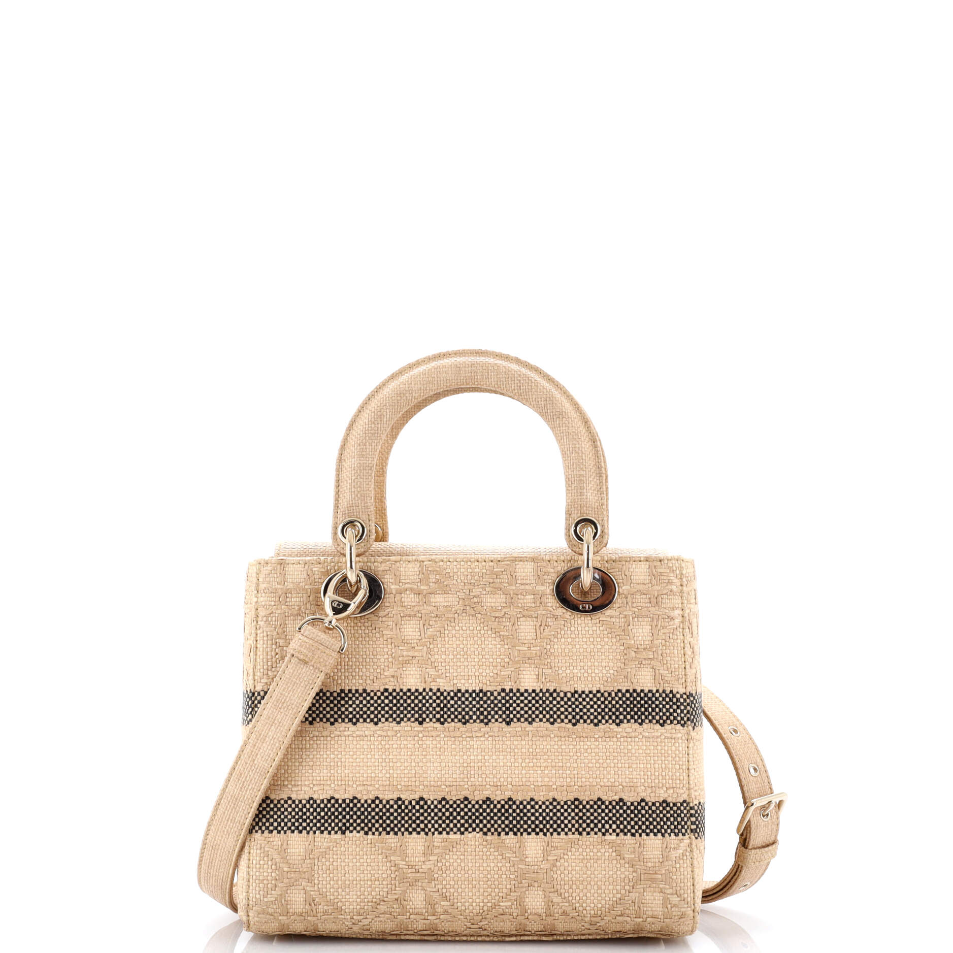 Lady D-Lite Bag Cannage Embroidered Raffia Medium