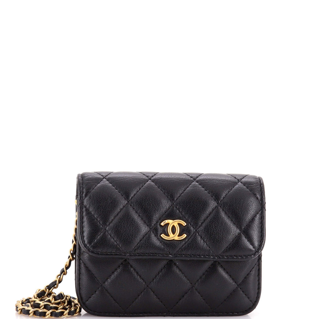 Pearl Crush Flap Clutch with Chain Quilted Lambskin Mini