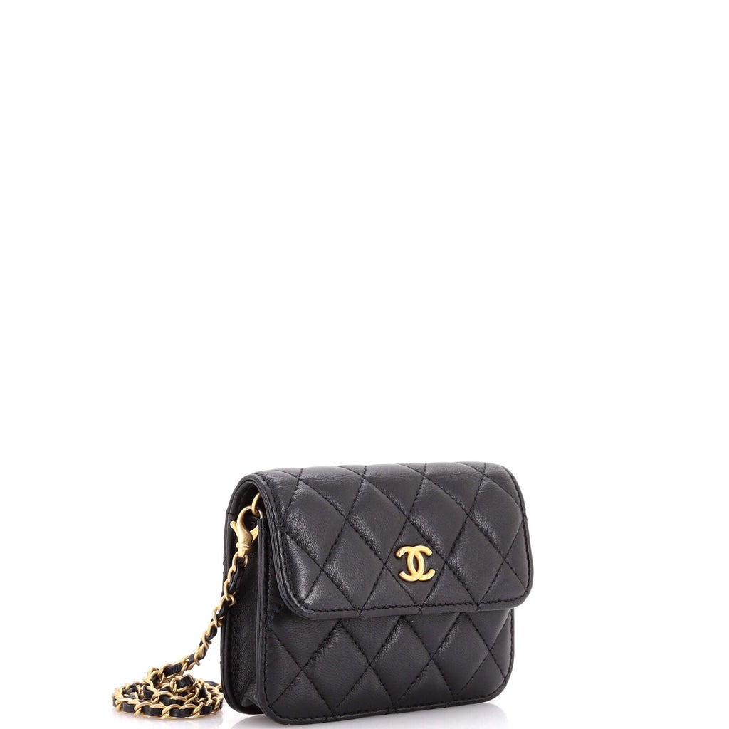 Pearl Crush Flap Clutch with Chain Quilted Lambskin Mini