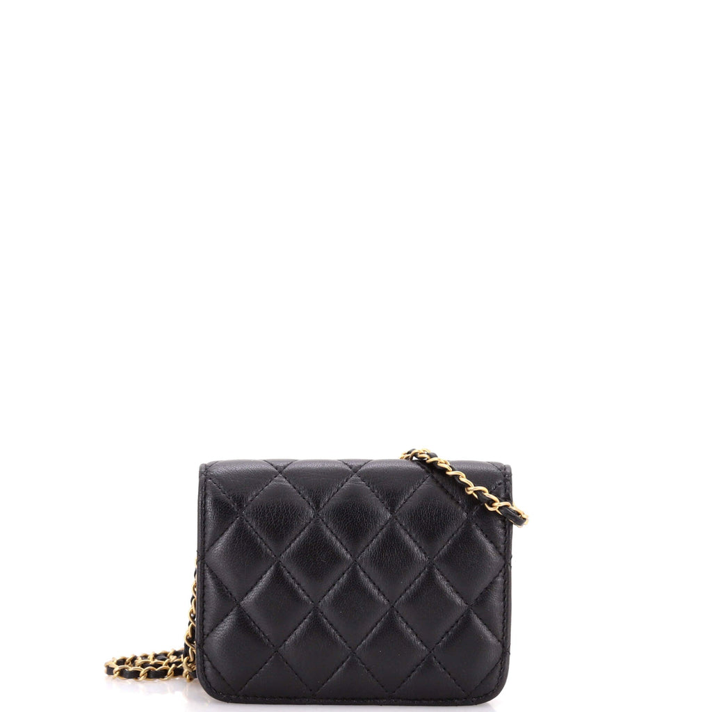 Pearl Crush Flap Clutch with Chain Quilted Lambskin Mini