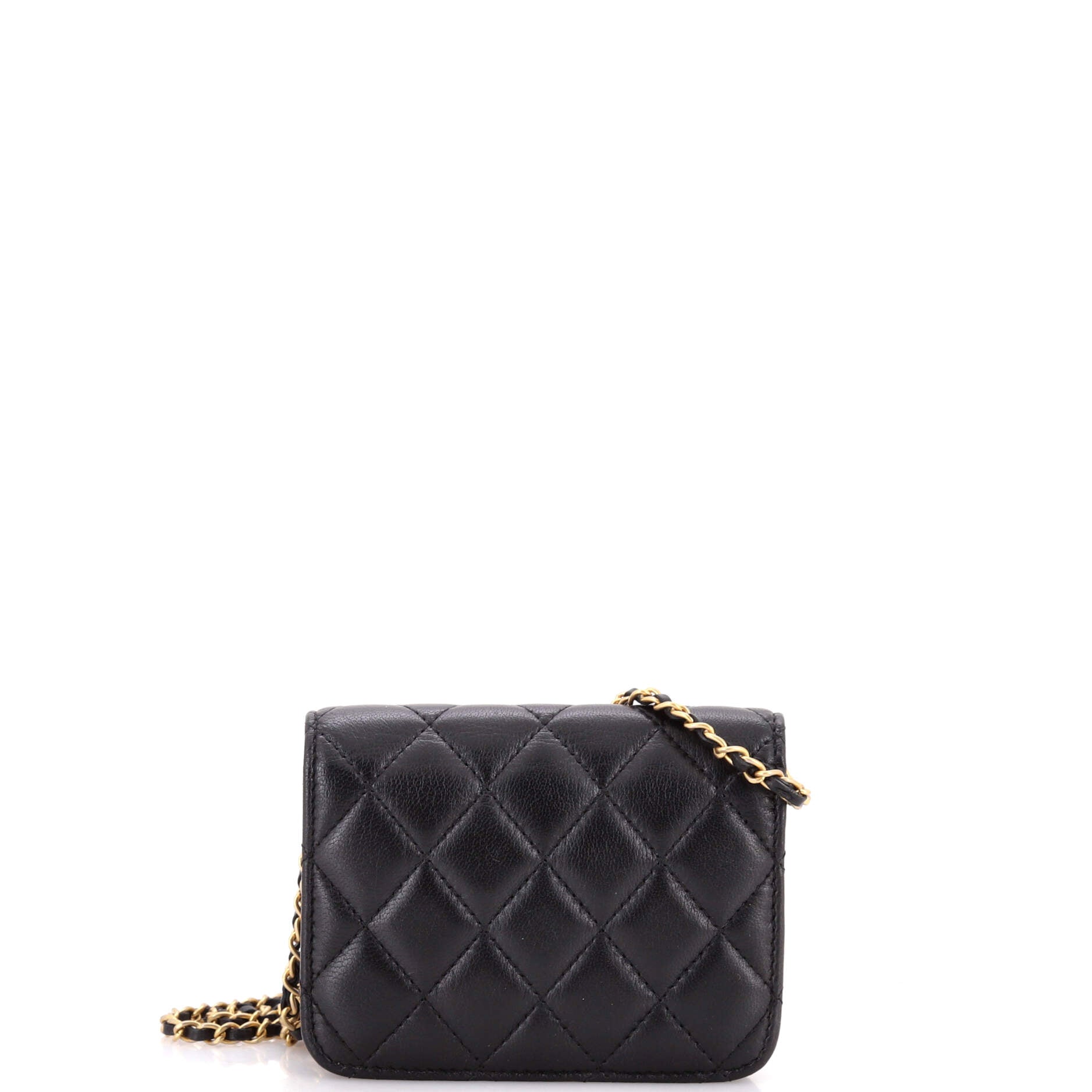 Pearl Crush Flap Clutch with Chain Quilted Lambskin Mini