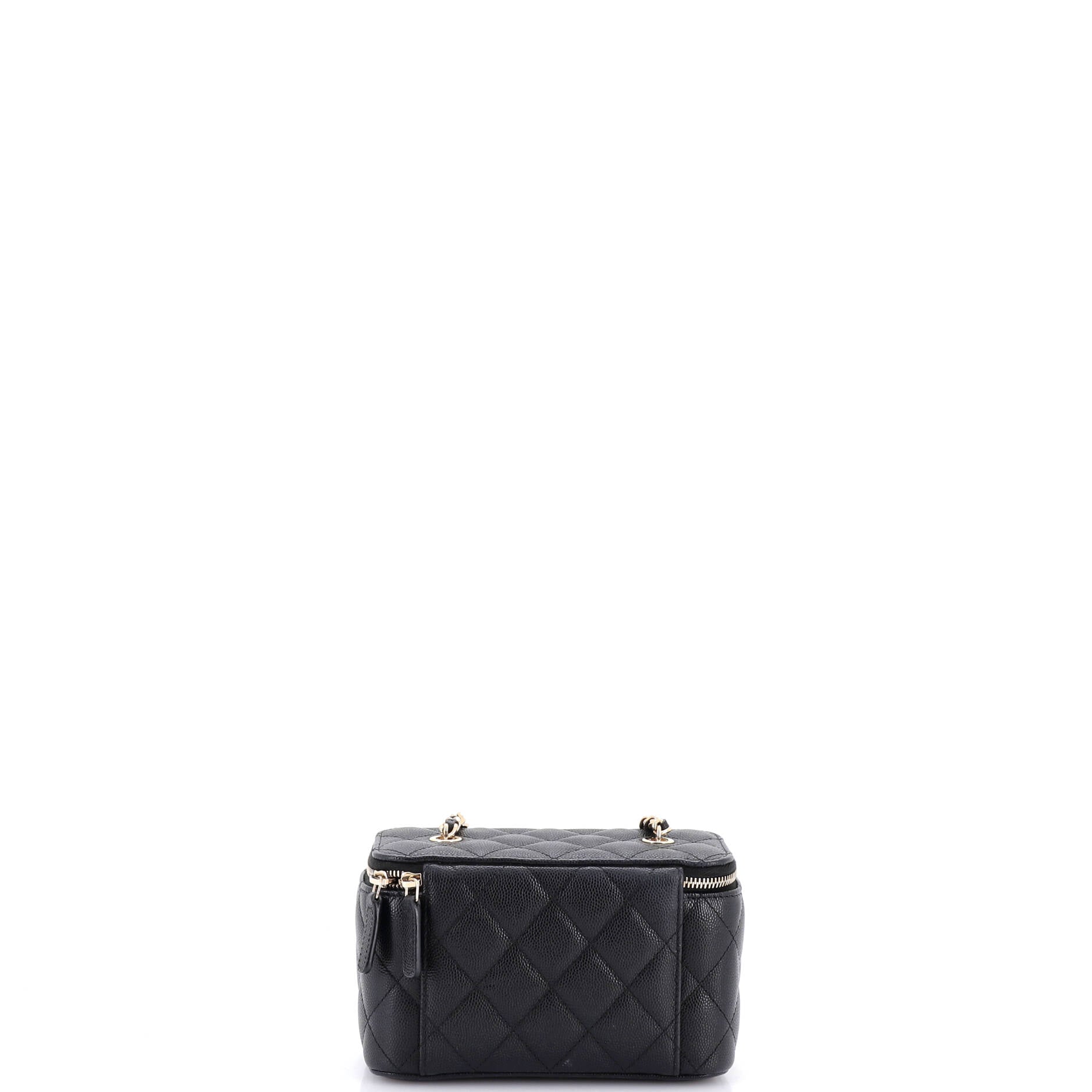 Classic Vanity Case with Chain Quilted Caviar Small