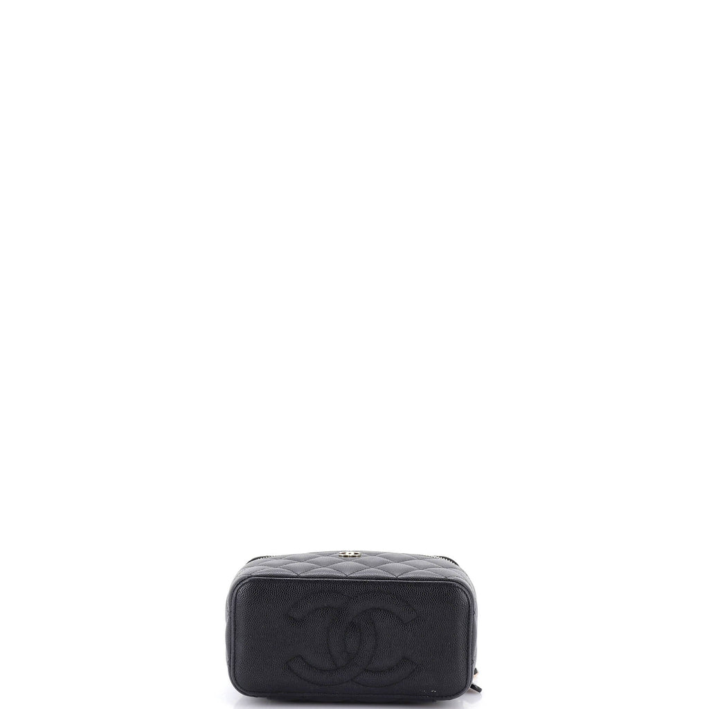 Classic Vanity Case with Chain Quilted Caviar Small