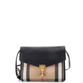 Macken Crossbody Bag Leather and House Check Canvas Small