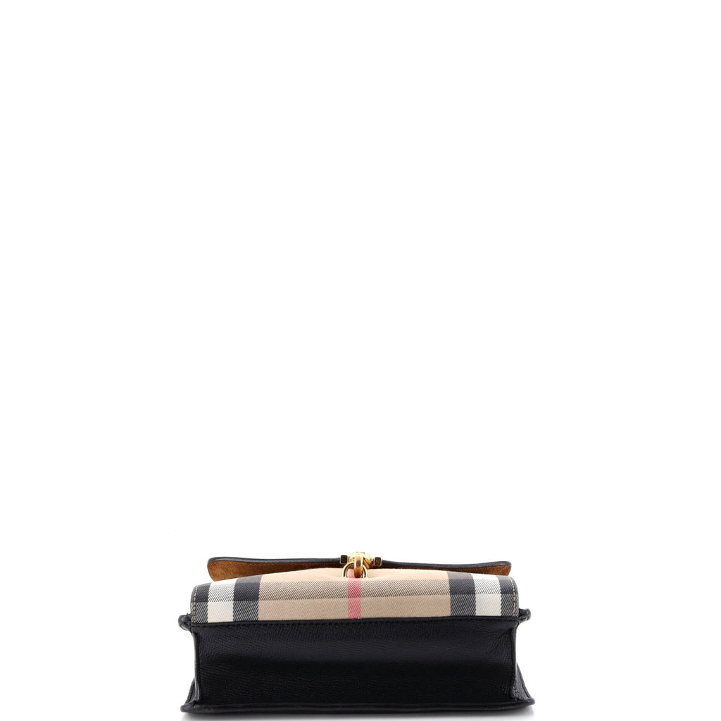 Macken Crossbody Bag Leather and House Check Canvas Small