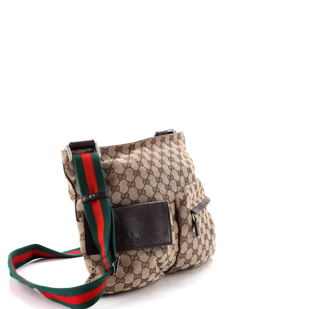Double Pocket Web Messenger GG Canvas Medium