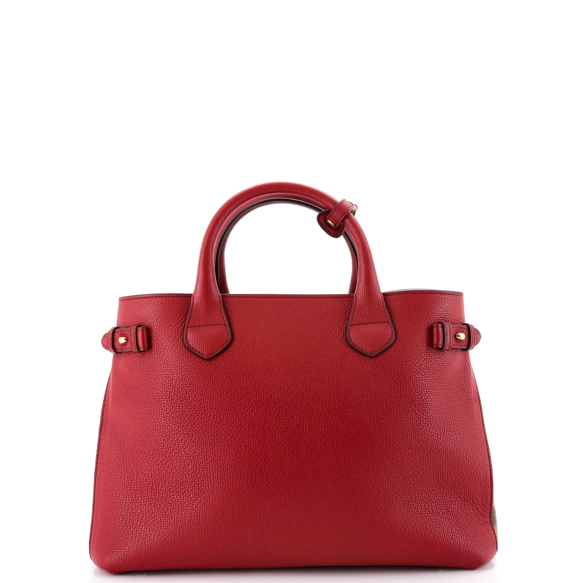 Banner Tote Leather and House Check Canvas Medium