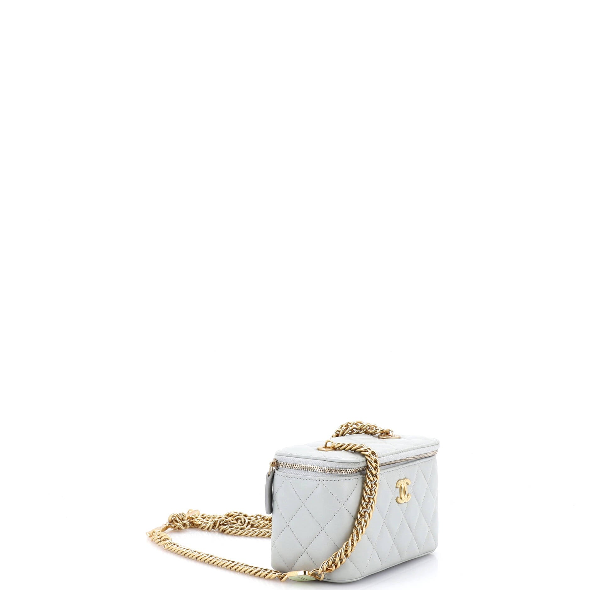 Coco Enamel Strap Vanity Case with Chain Quilted Lambskin Small