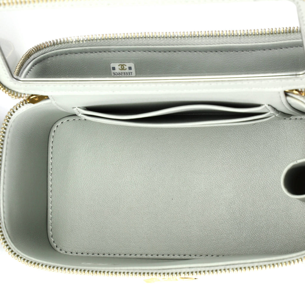 Coco Enamel Strap Vanity Case with Chain Quilted Lambskin Small