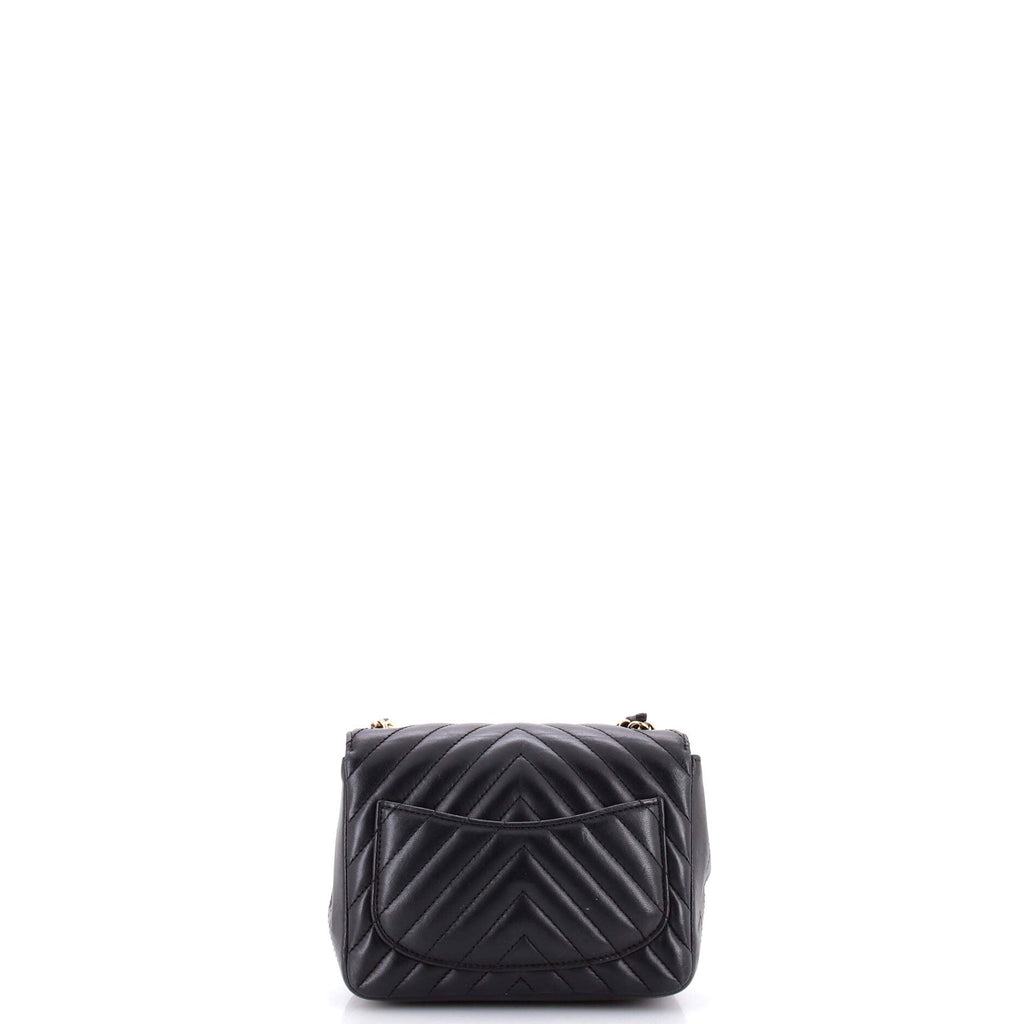 Square Classic Single Flap Bag Chevron Lambskin Mini