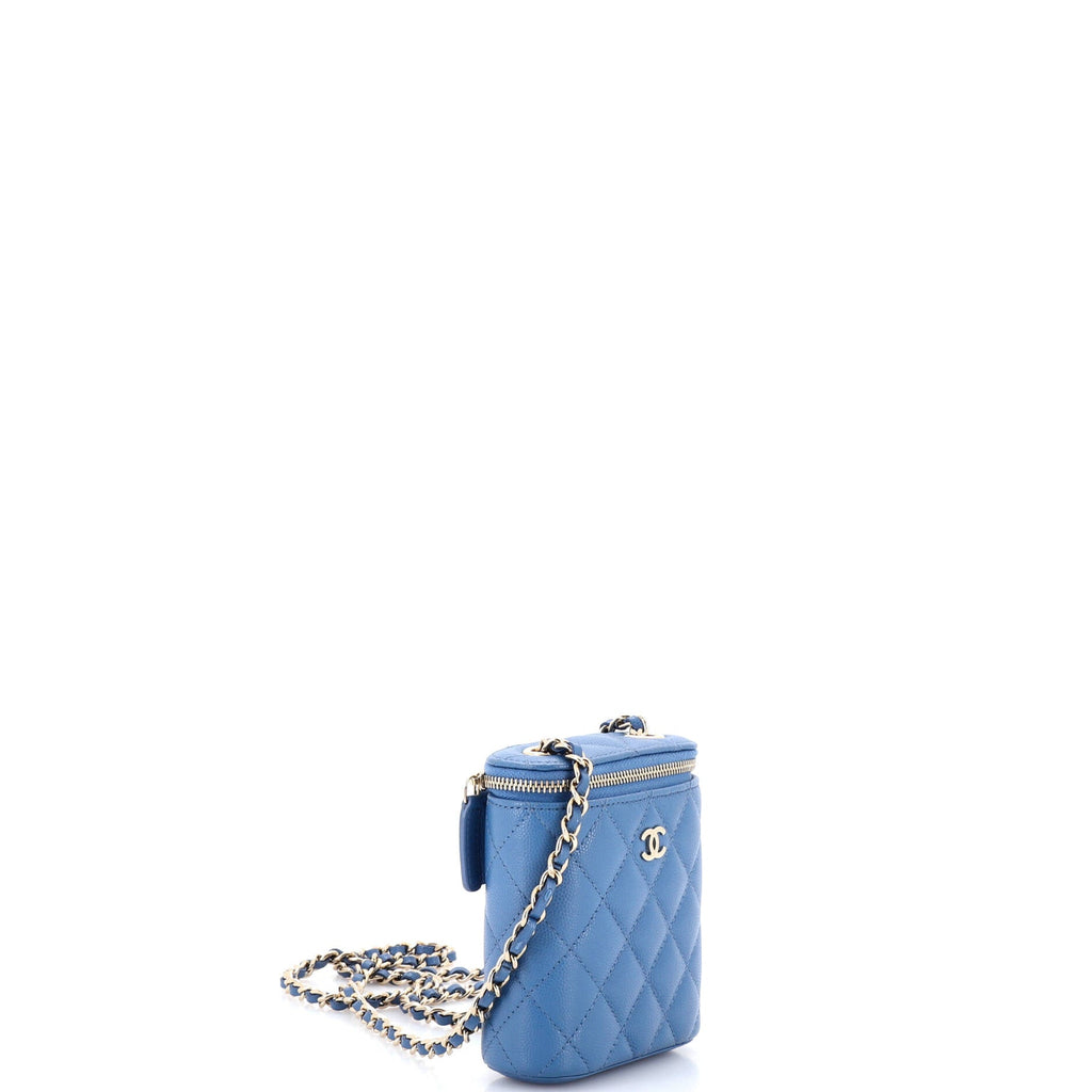Vertical Classic Vanity Case with Chain Quilted Caviar Mini
