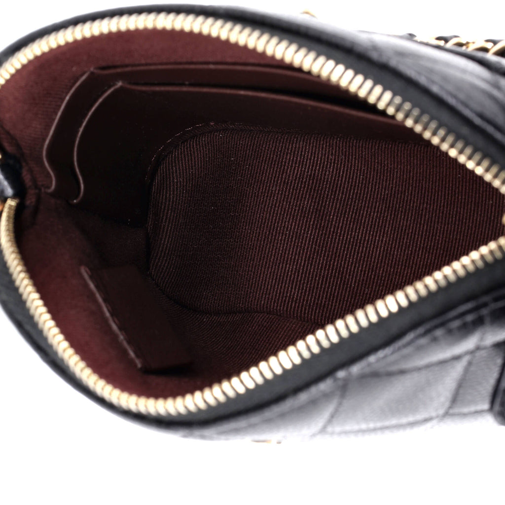 CC Dome Zip Clutch with Chain Quilted Caviar Mini