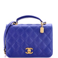 CC Top Handle Chain Full Flap Bag Quilted Caviar Small