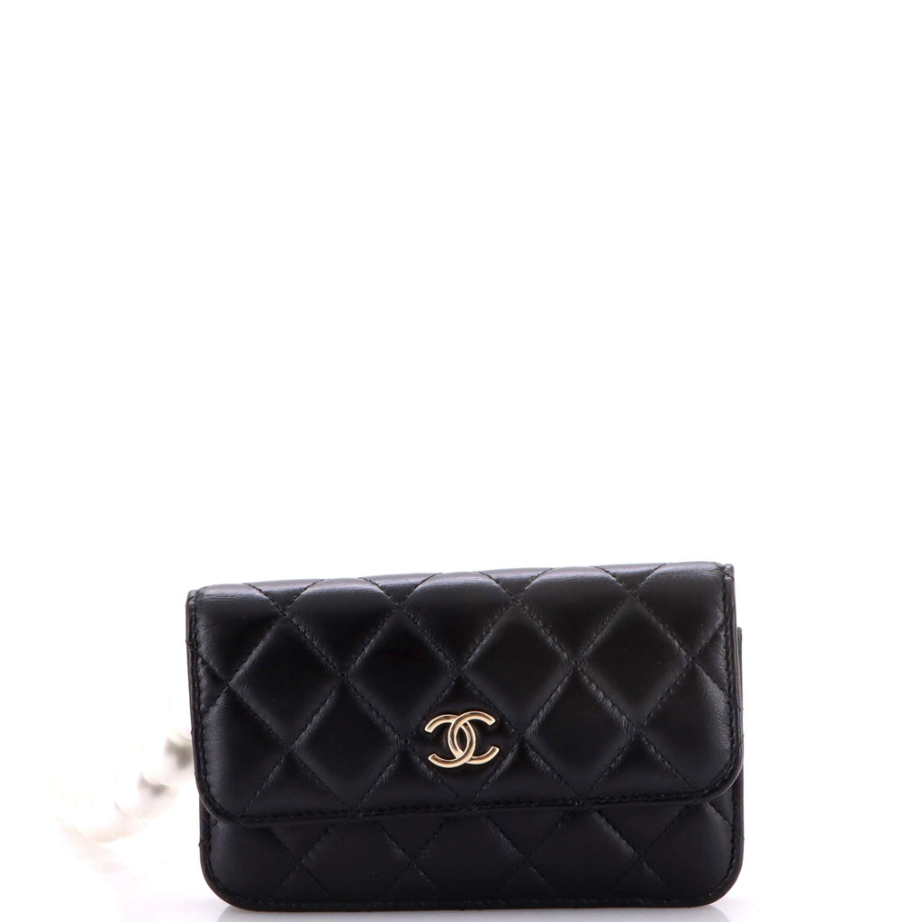 Pearl Strap Clutch with Chain Quilted Calfskin