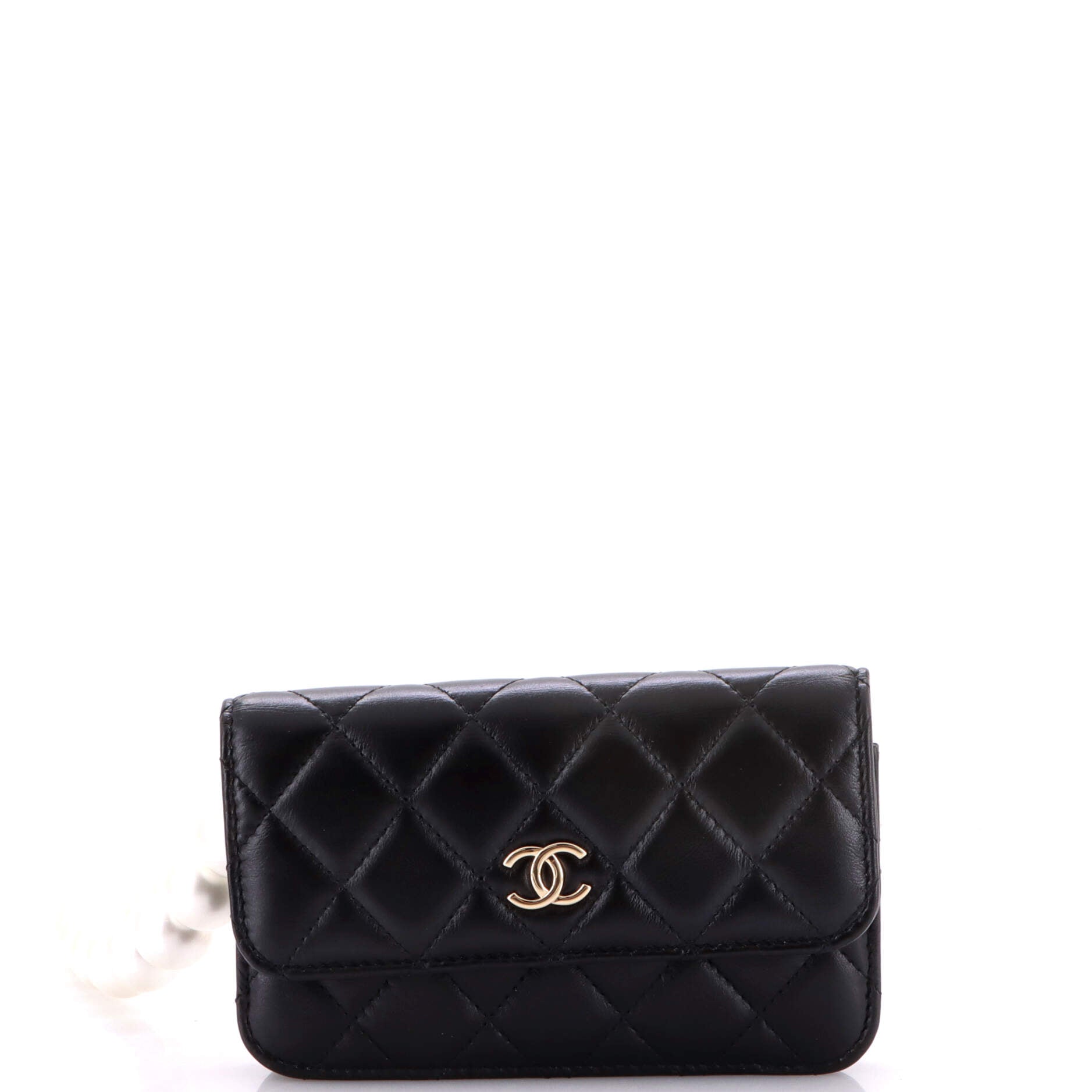 Pearl Strap Clutch with Chain Quilted Calfskin