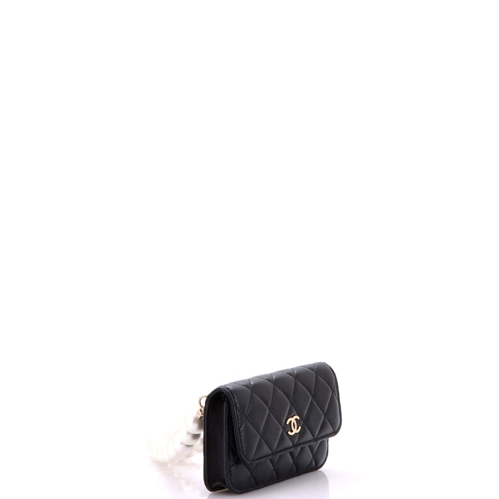 Pearl Strap Clutch with Chain Quilted Calfskin