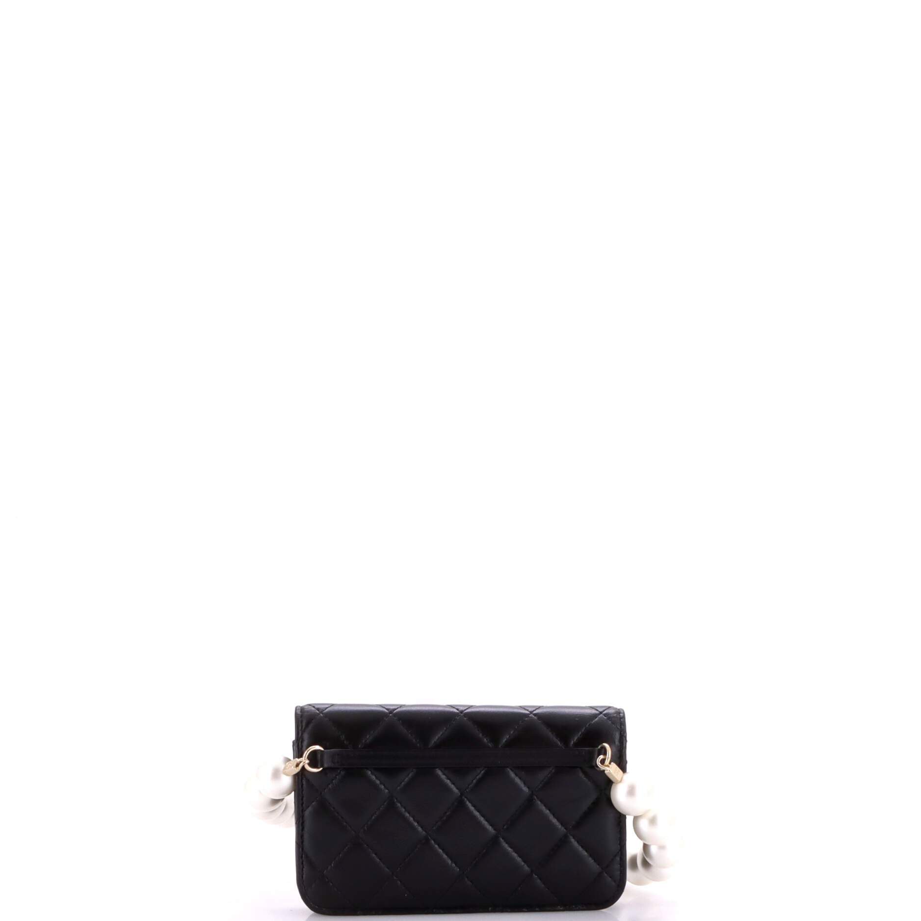 Pearl Strap Clutch with Chain Quilted Calfskin
