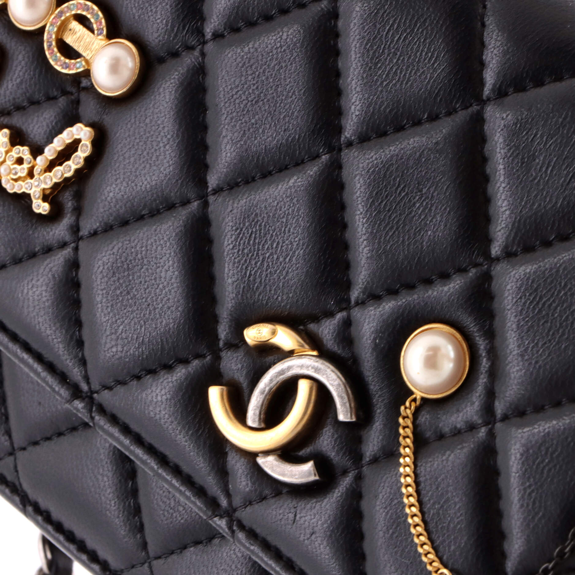 Coco Clips Wallet on Chain Embellished Quilted Lambskin