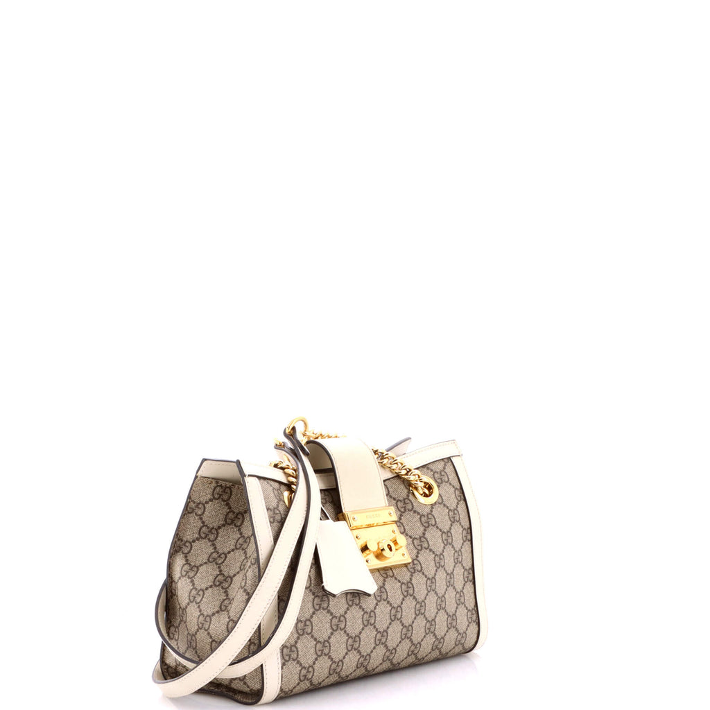 Padlock Chain Tote GG Coated Canvas with Leather Small