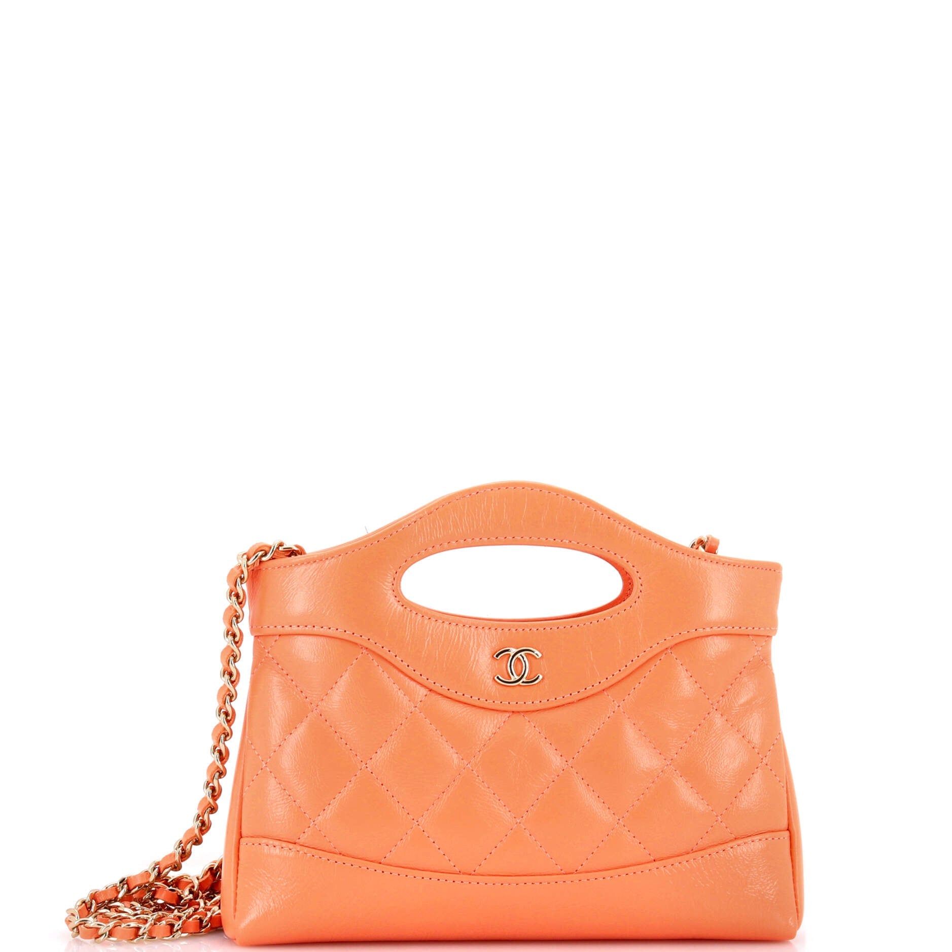 31 Shopping Bag Clutch with Chain Quilted Lambskin Small