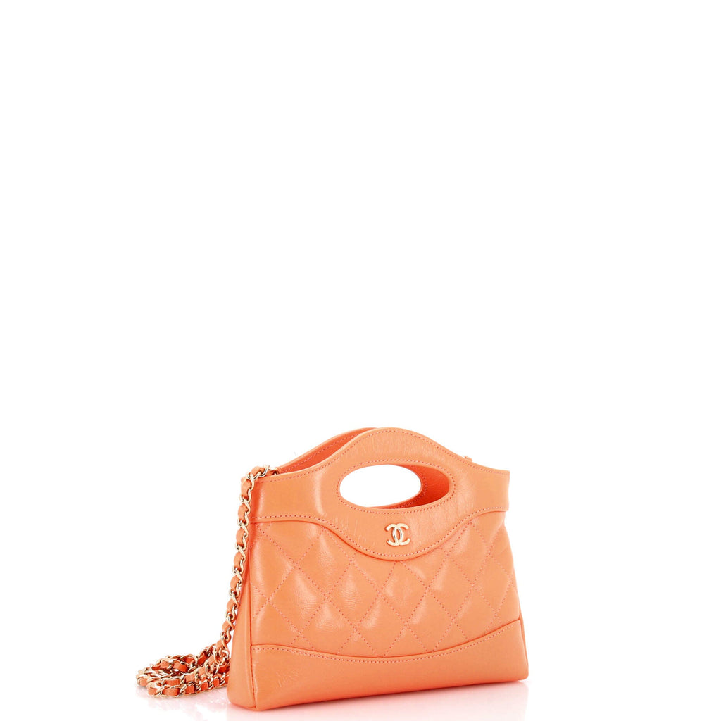 31 Shopping Bag Clutch with Chain Quilted Lambskin Small