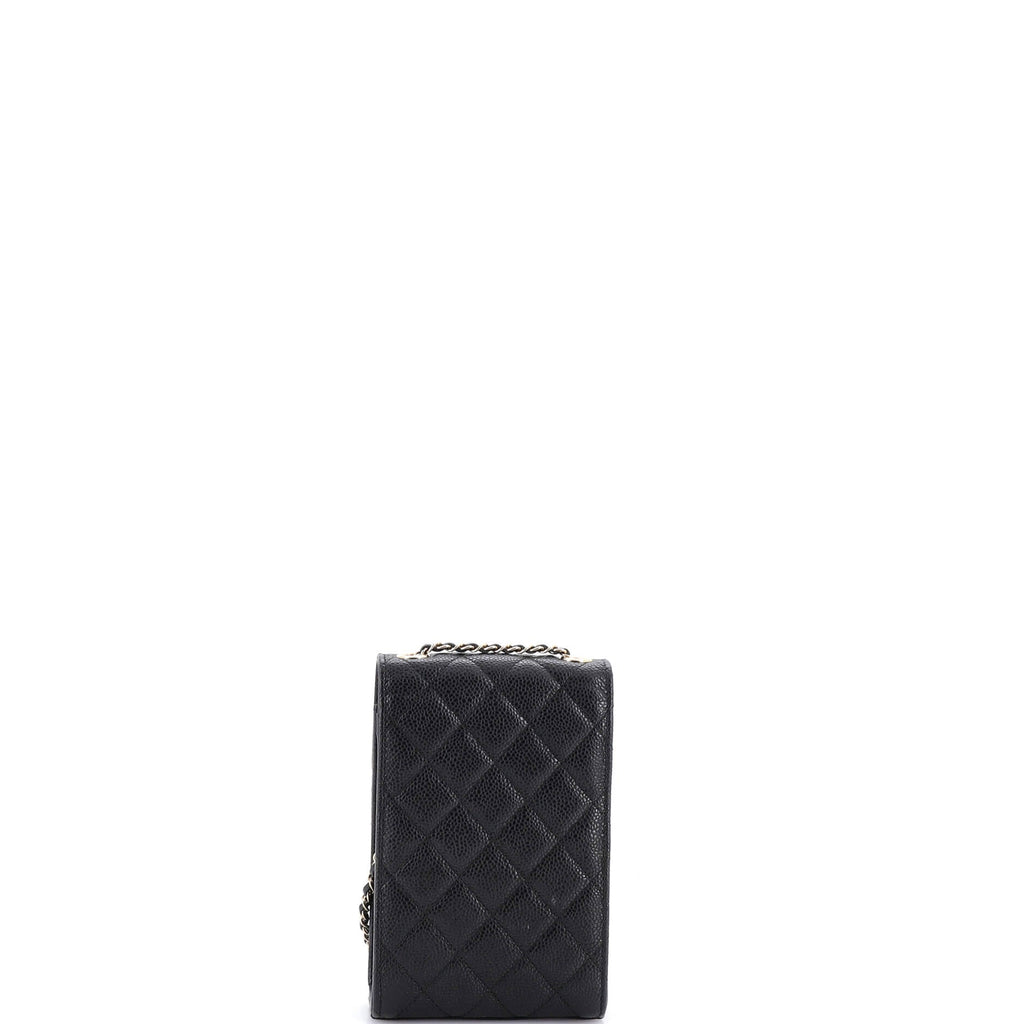 Golden Class Phone Holder Crossbody Bag Quilted Caviar