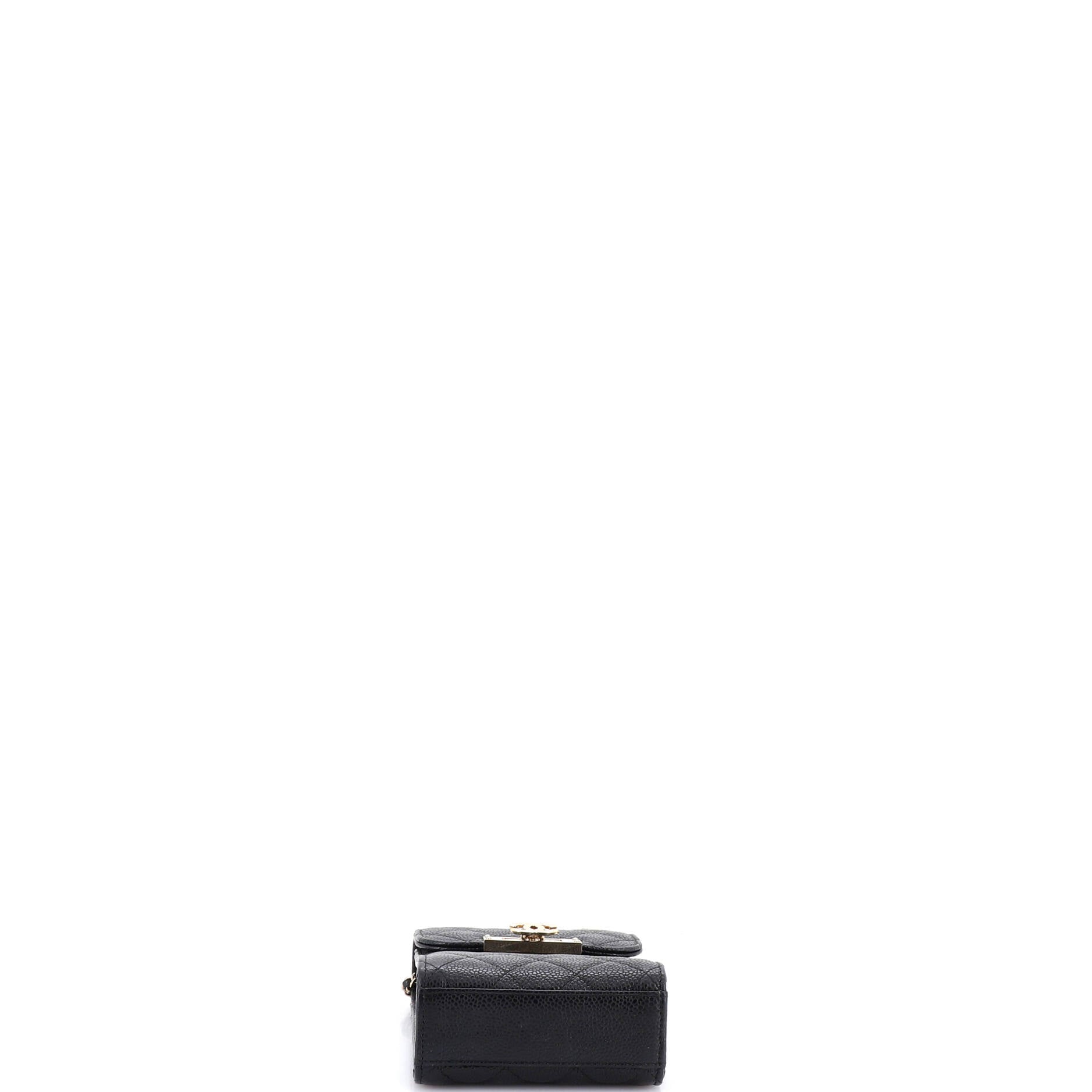 Golden Class Phone Holder Crossbody Bag Quilted Caviar