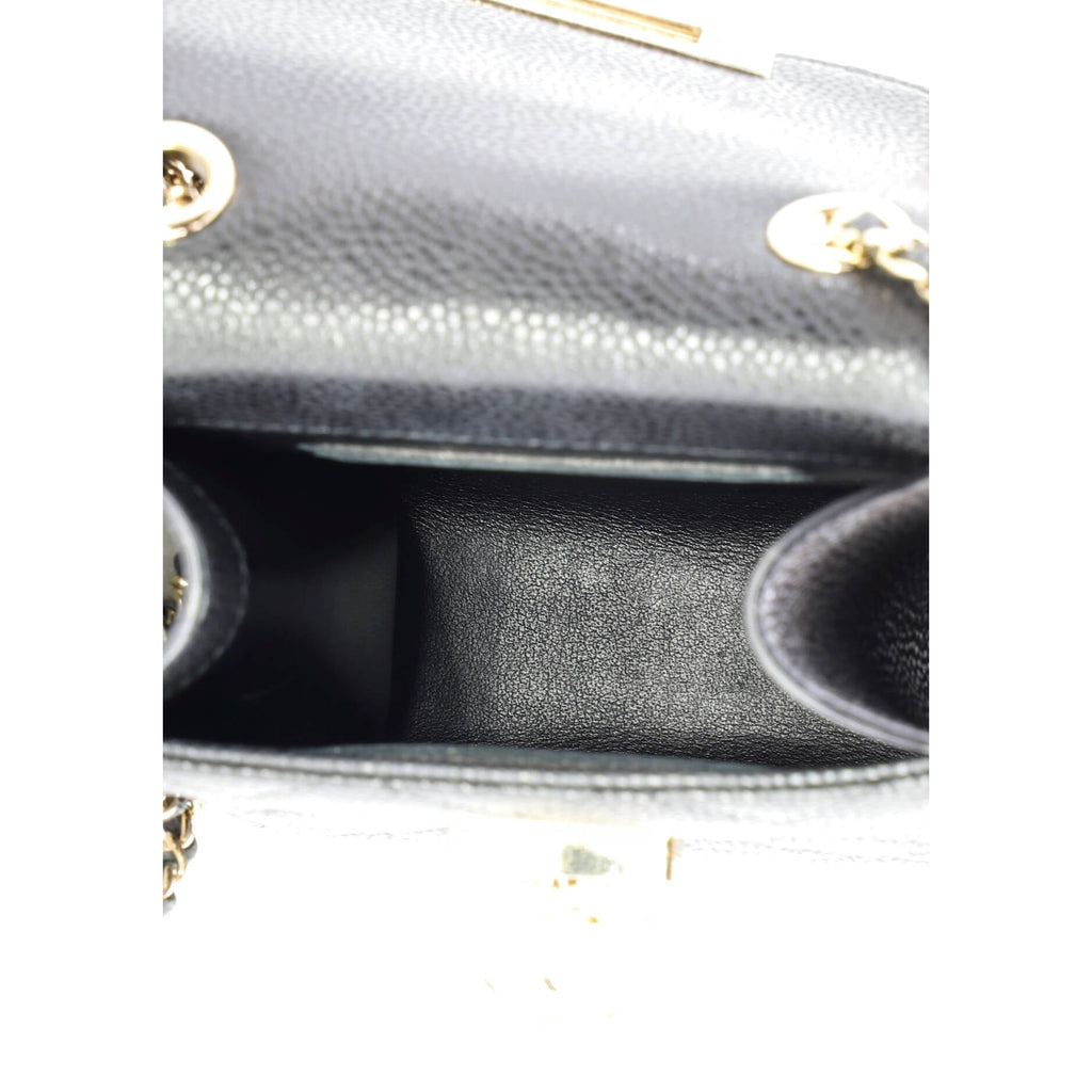 Golden Class Phone Holder Crossbody Bag Quilted Caviar