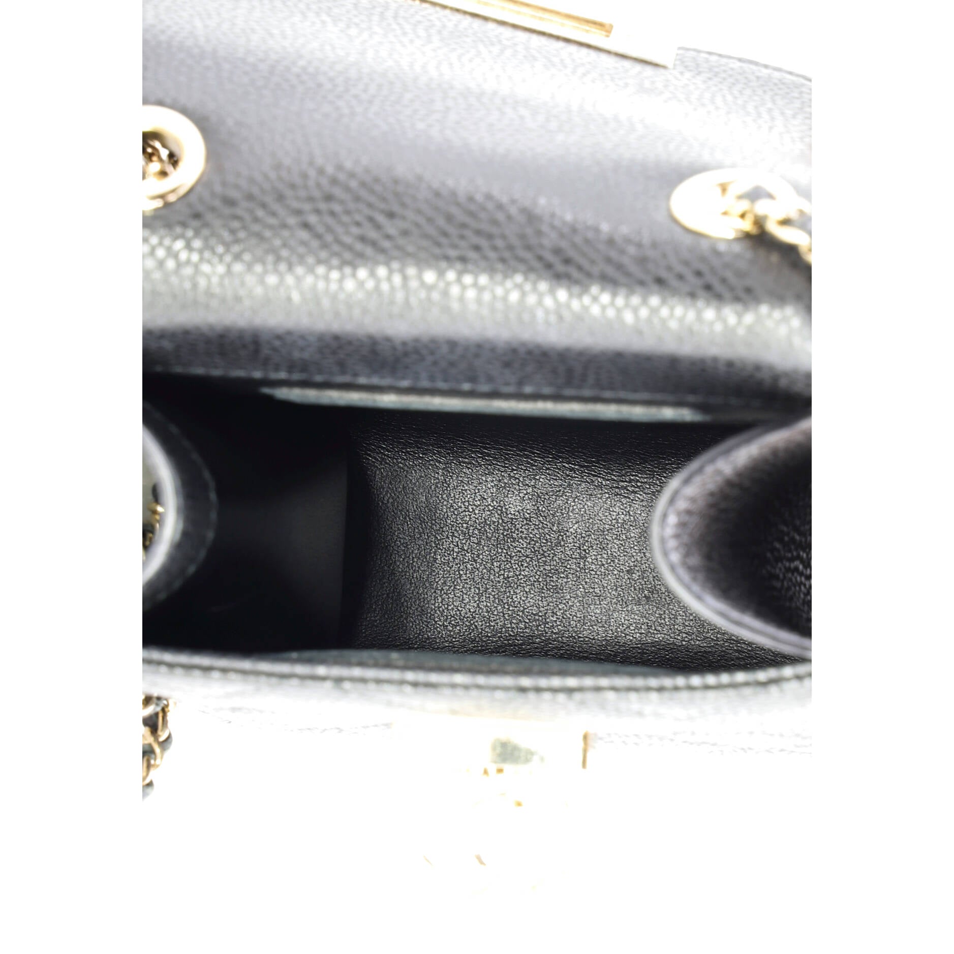 Golden Class Phone Holder Crossbody Bag Quilted Caviar