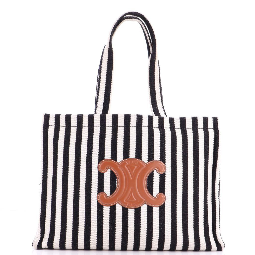 Cabas Thais Tote Triomphe Striped Canvas Large