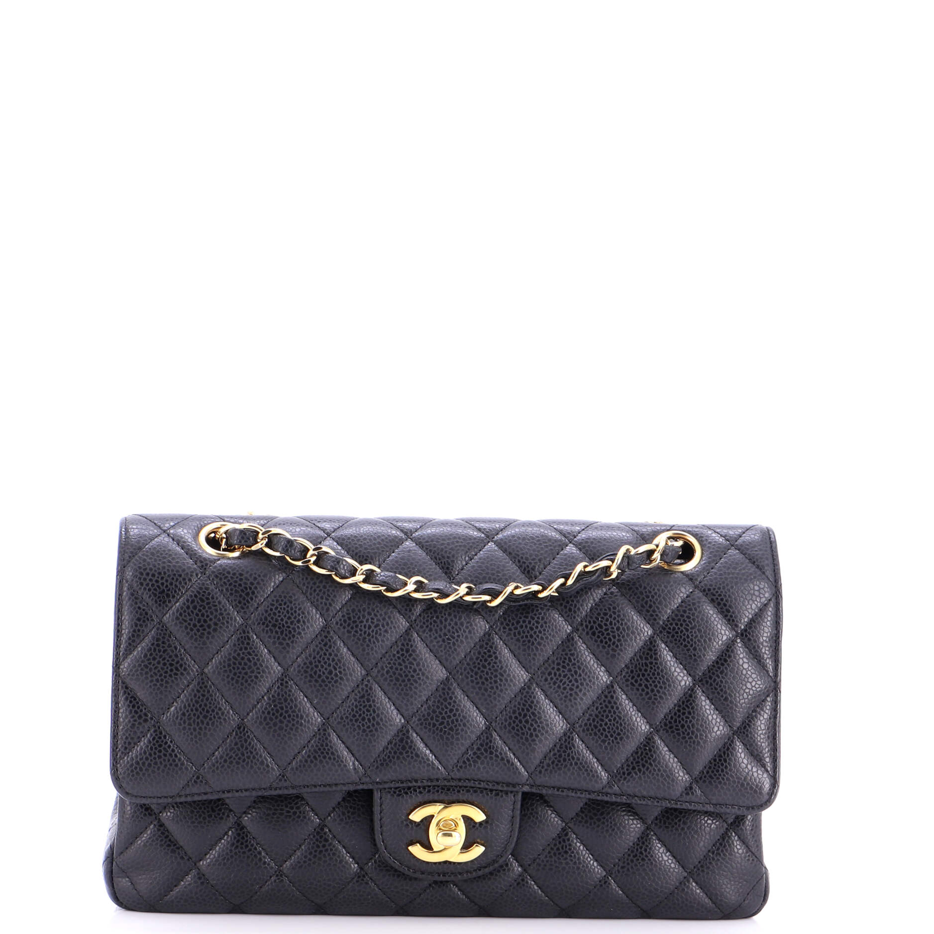 Classic Double Flap Bag Quilted Caviar Medium