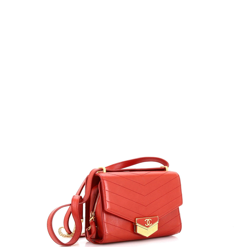 Medal Envelope Flap Bag Chevron Calfskin Small