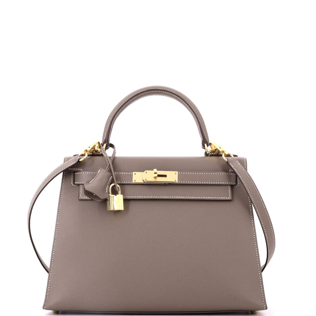 Kelly Handbag Grey Epsom with Gold Hardware 28