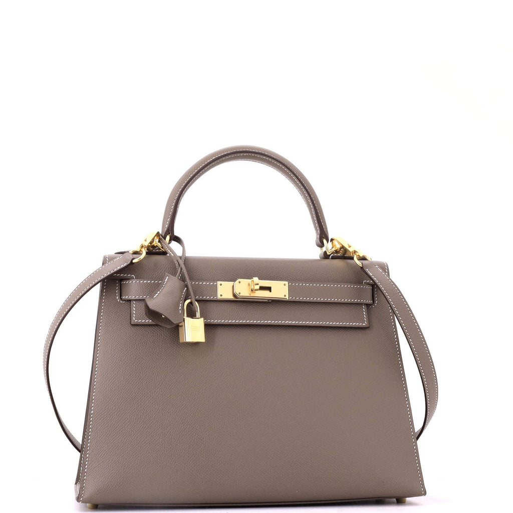 Kelly Handbag Grey Epsom with Gold Hardware 28