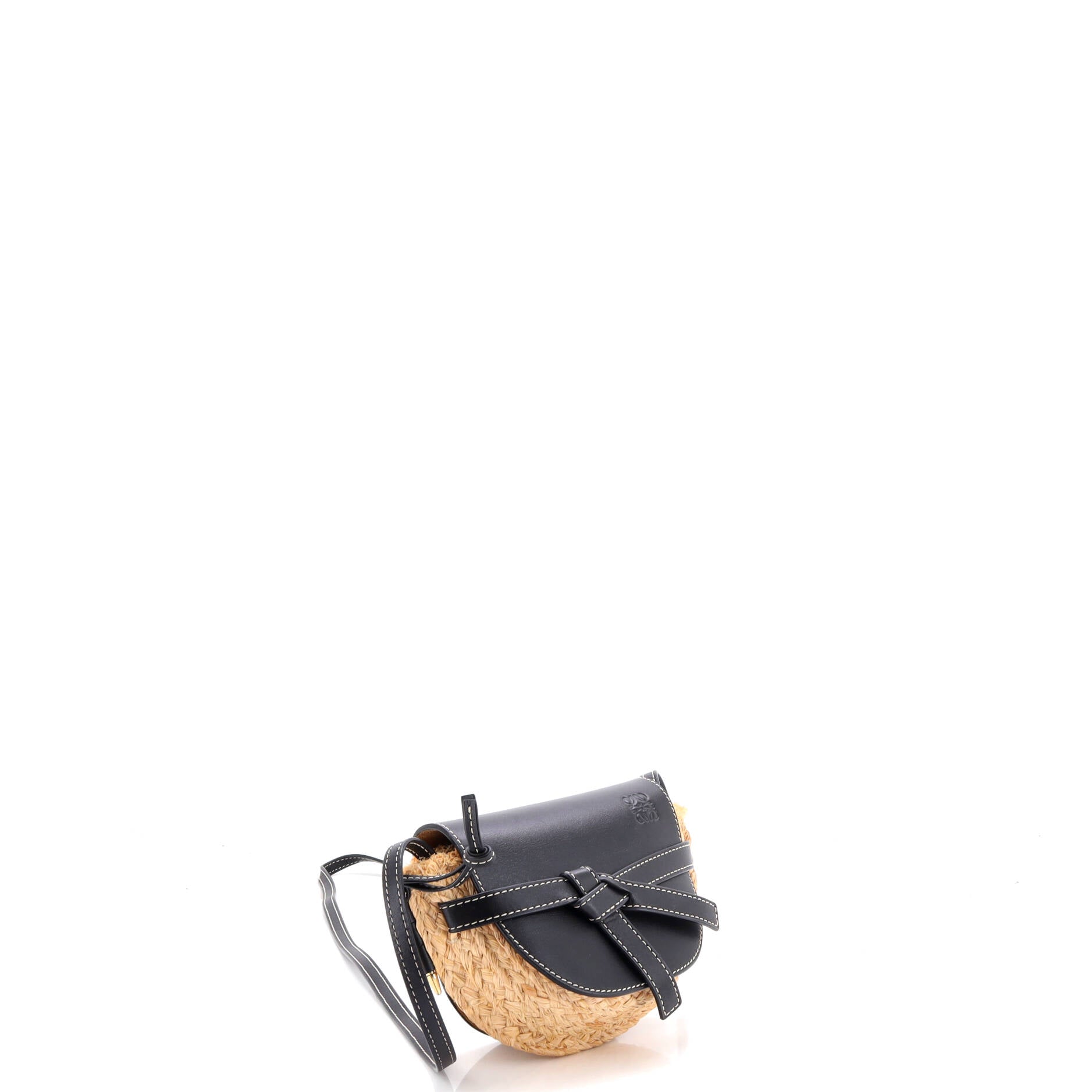 Gate Leather Shoulder Leather with Raffia Mini