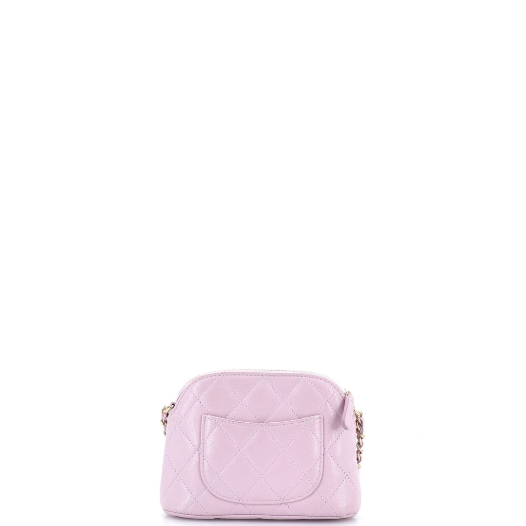 CC Dome Zip Clutch with Chain Quilted Caviar Mini