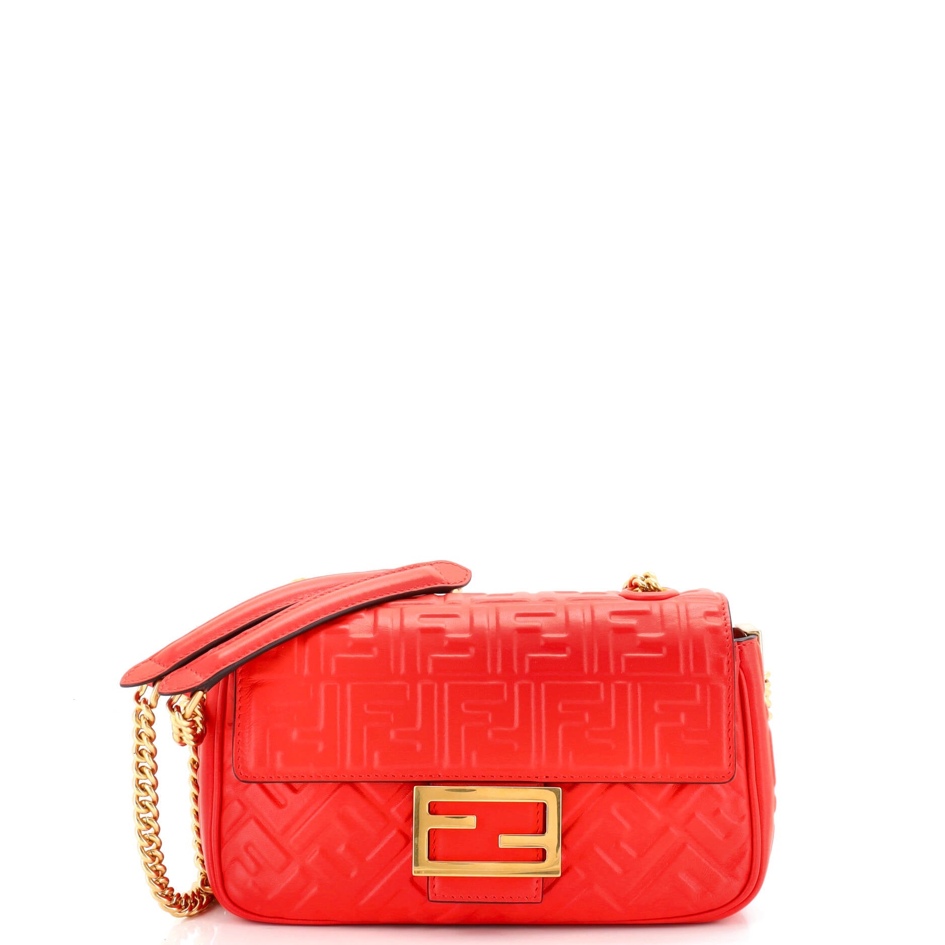 Midi Baguette Chain Bag Zucca Embossed Leather Medium