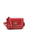 Flap Crossbody Bag Studded Leather with Intrecciato Detail Small