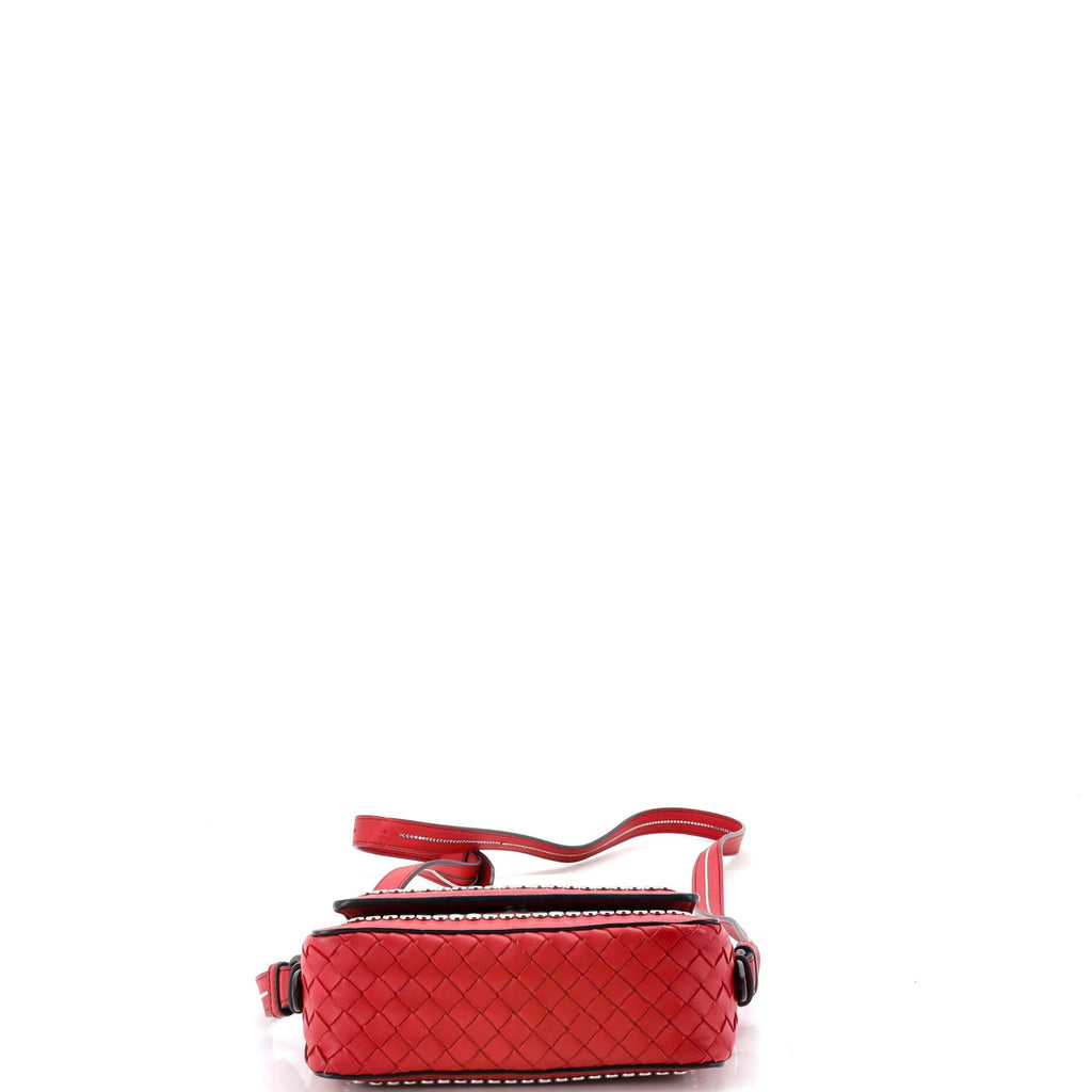 Flap Crossbody Bag Studded Leather with Intrecciato Detail Small
