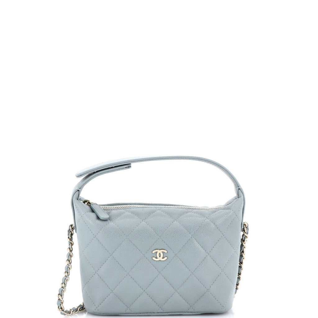 CC Hobo Clutch with Chain Quilted Caviar