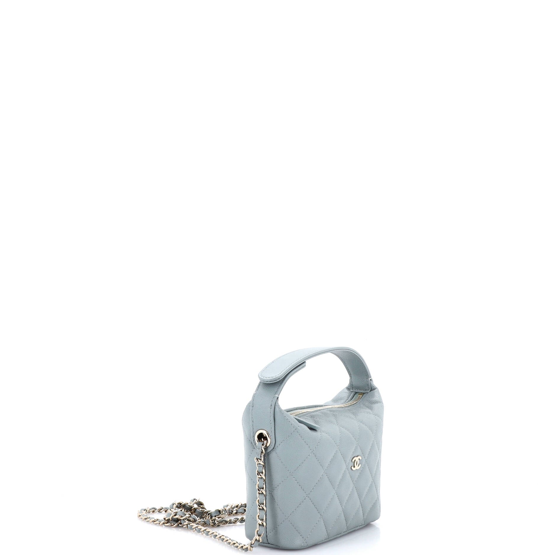 CC Hobo Clutch with Chain Quilted Caviar