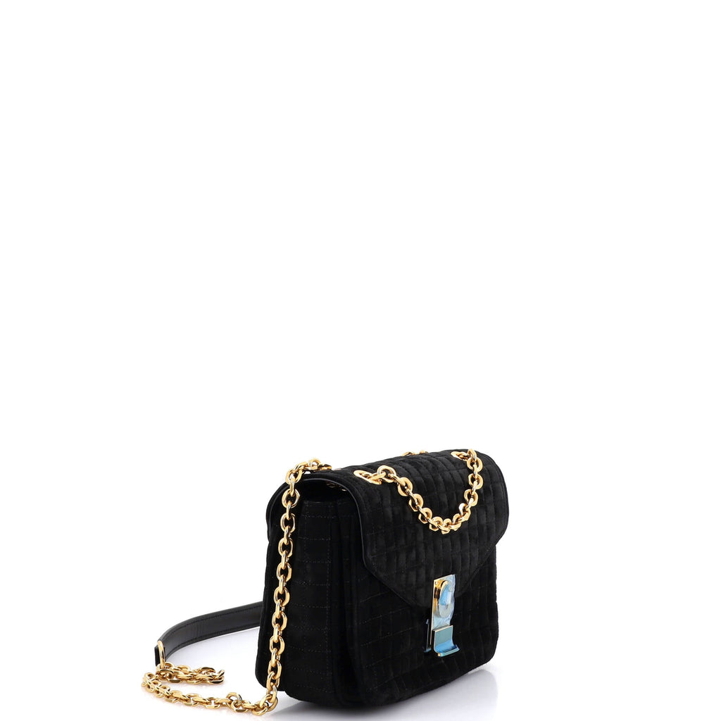 C Bag Quilted Suede Medium