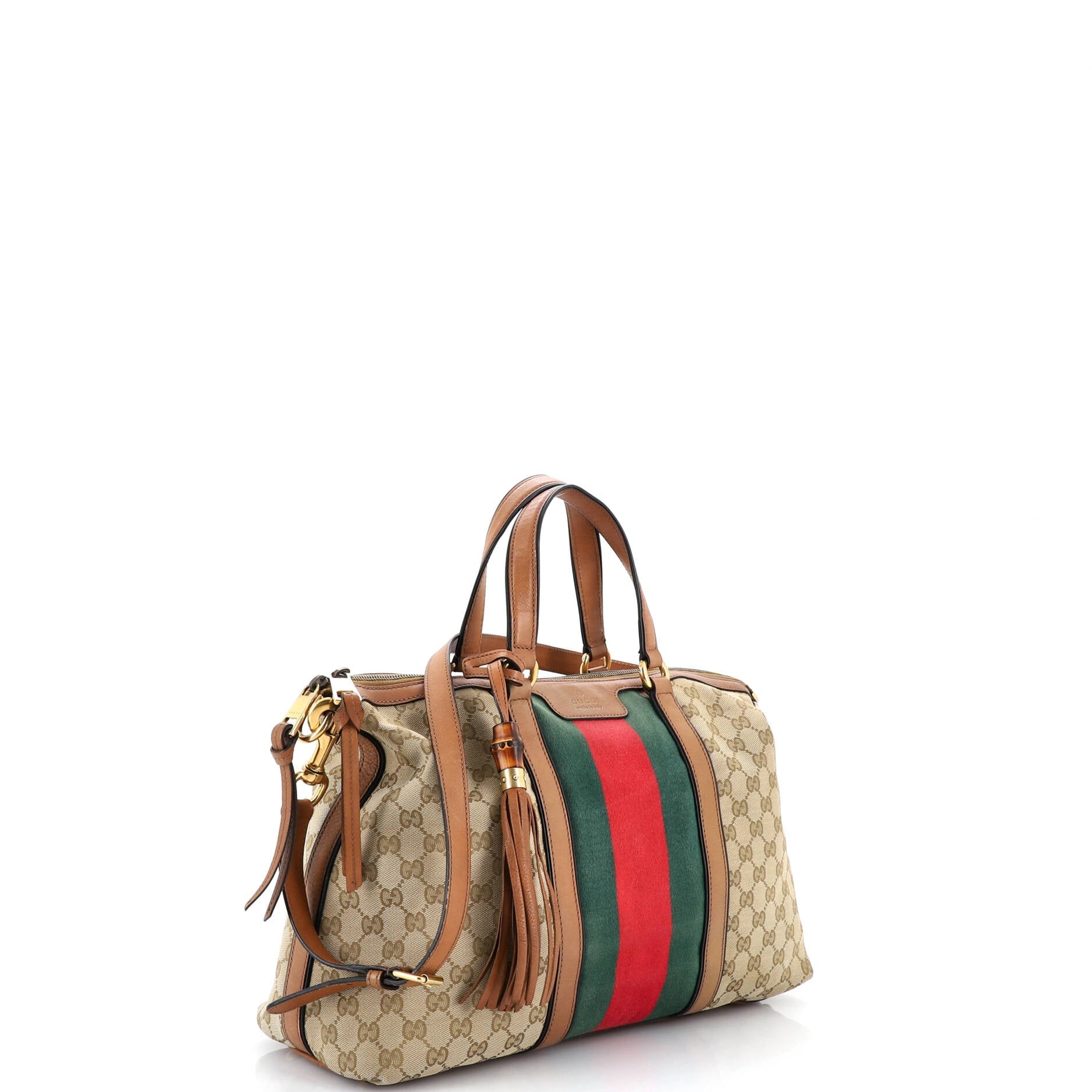 Rania Convertible Top Handle Bag Web GG Canvas Medium