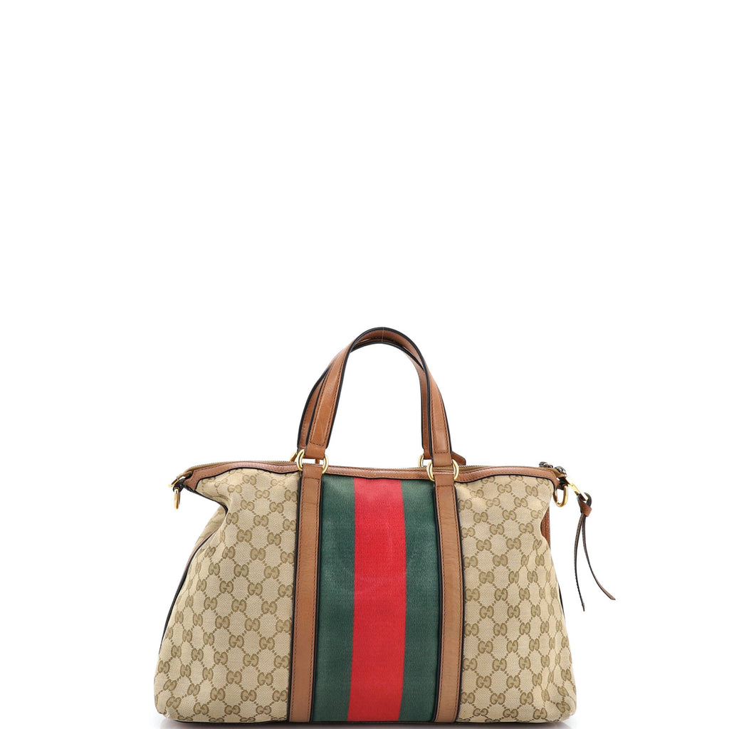 Rania Convertible Top Handle Bag Web GG Canvas Medium