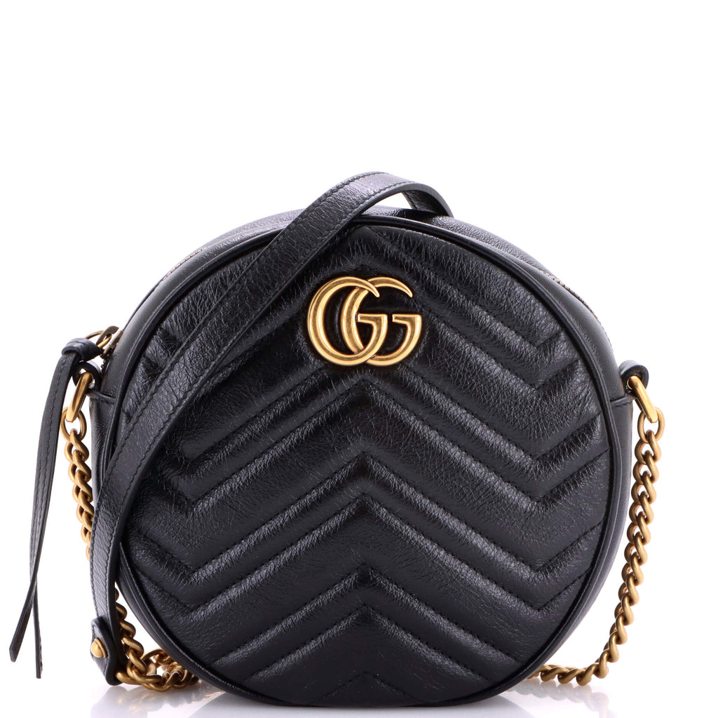 GG Marmont Round Shoulder Bag Matelasse Leather Mini