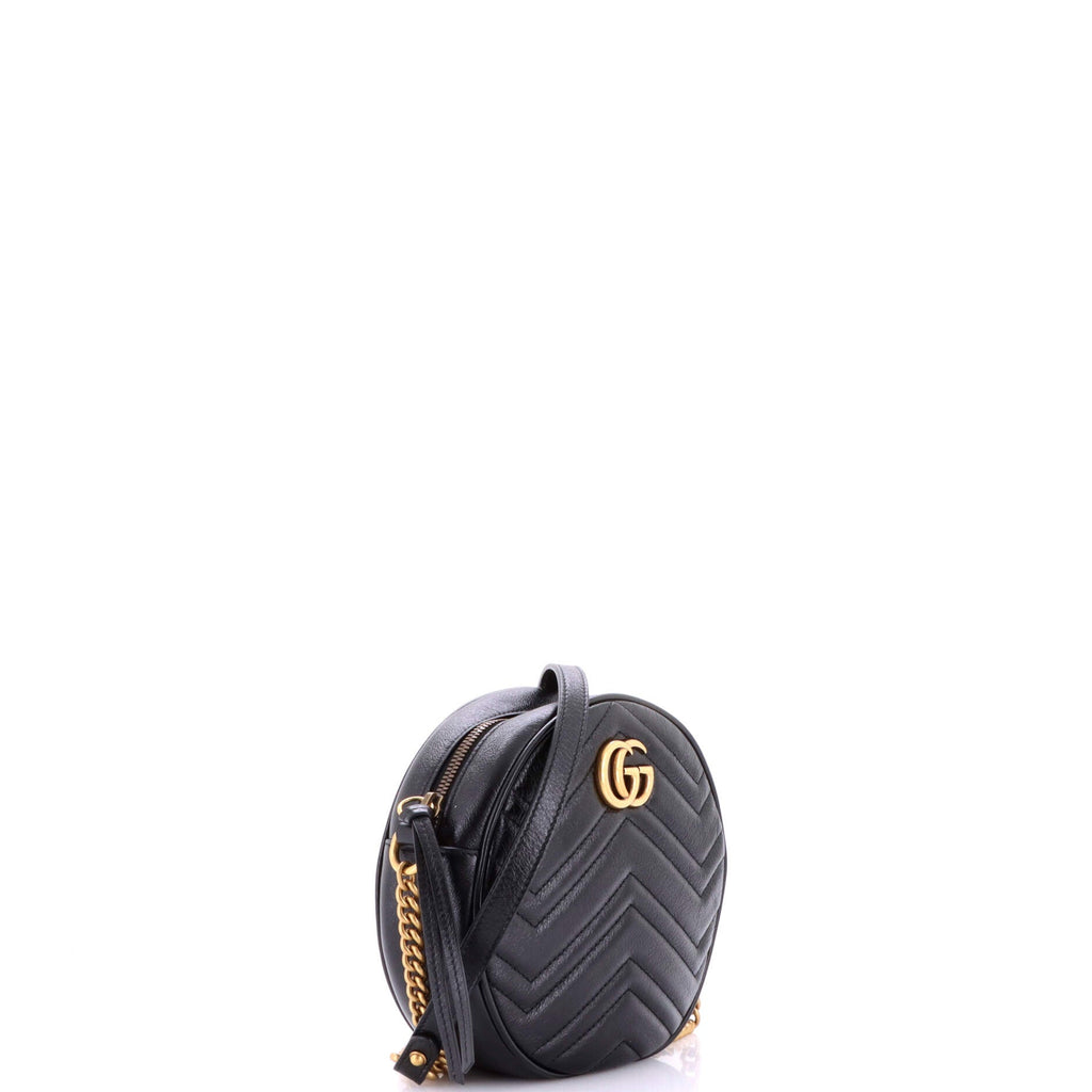 GG Marmont Round Shoulder Bag Matelasse Leather Mini