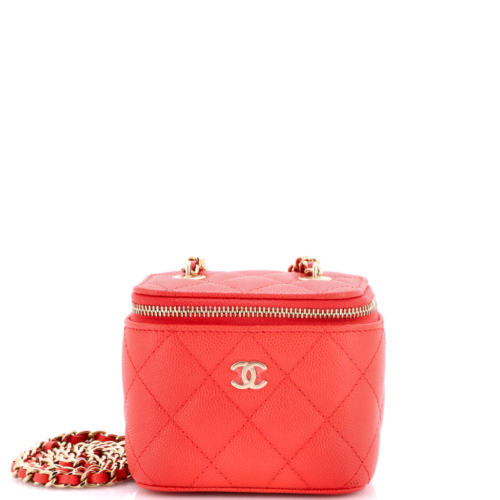 Classic Vanity Case with Chain Quilted Caviar Mini