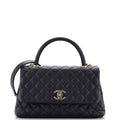 Coco Top Handle Bag Quilted Caviar Small