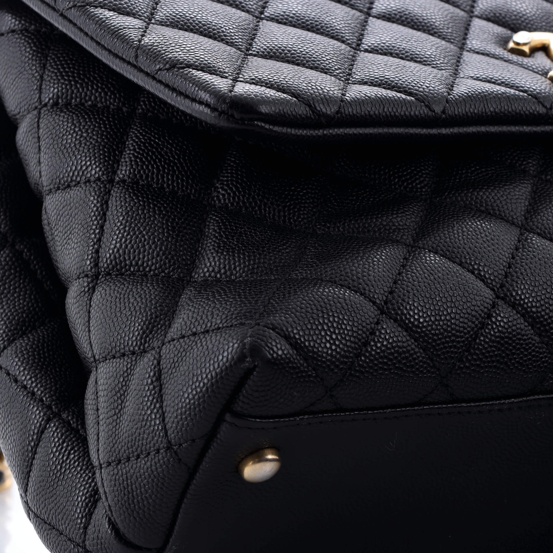 Coco Top Handle Bag Quilted Caviar Small