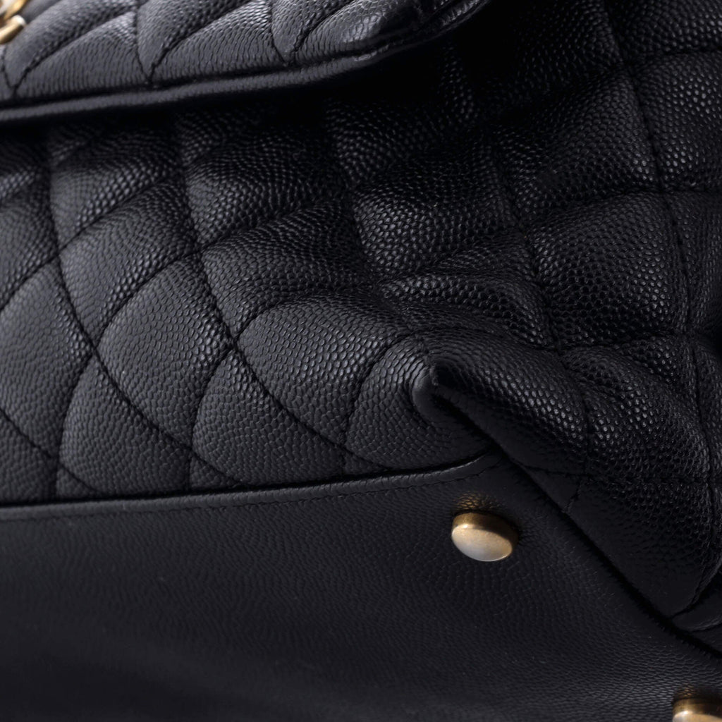 Coco Top Handle Bag Quilted Caviar Small